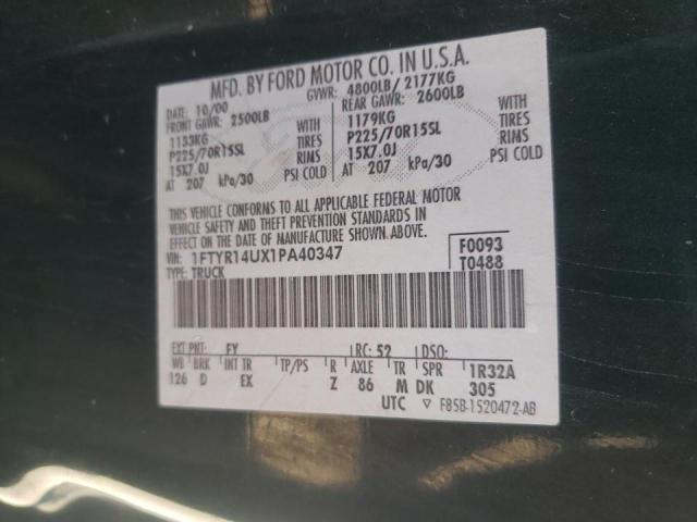 Photo 10 from auction – 2001 FORD RANGER SUP with VIN 1FTYR14UX1PA40347