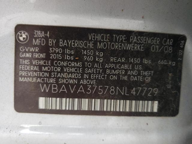 Photo 10 from auction – 2008 BMW 328 I with VIN WBAVA37578NL47729