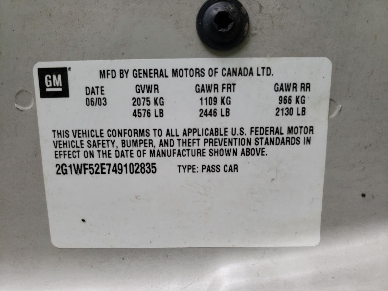 Photo 10 from auction – 2004 CHEVROLET IMPALA with VIN 2G1WF52E749102835