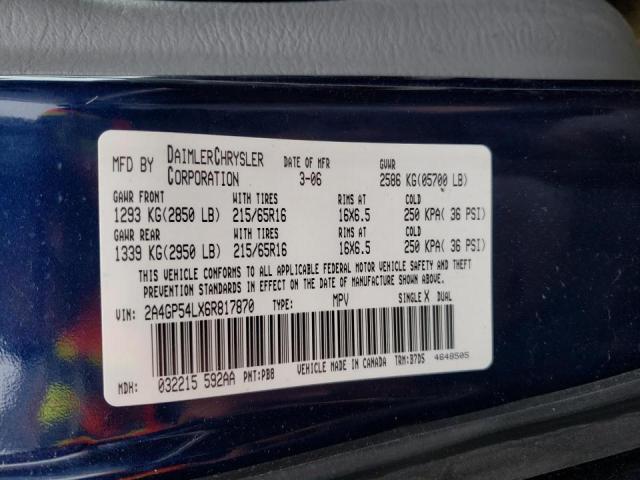 Photo 10 from auction – 2006 CHRYSLER TOWN AND C with VIN 2A4GP54LX6R817870