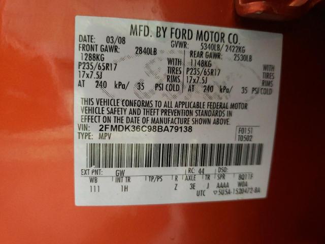 Photo 10 from auction – 2008 FORD EDGE SE with VIN 2FMDK36C98BA79138