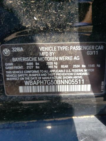 Photo 10 from auction – 2011 BMW 328 I with VIN WBAPH7G50BNN05511