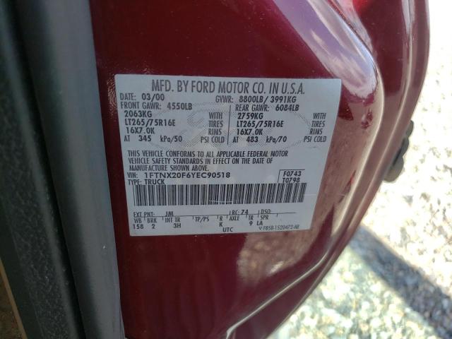 Photo 10 from auction – 2000 FORD F250 SUPER with VIN 1FTNX20F6YEC90518