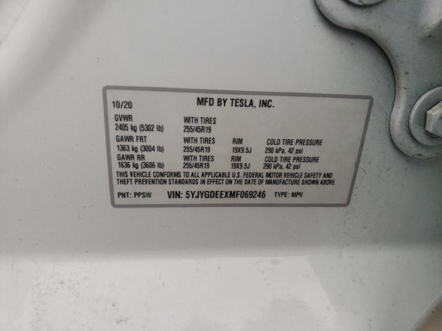 Photo 10 from auction – 2021 TESLA MODEL Y with VIN 5YJYGDEEXMF069246