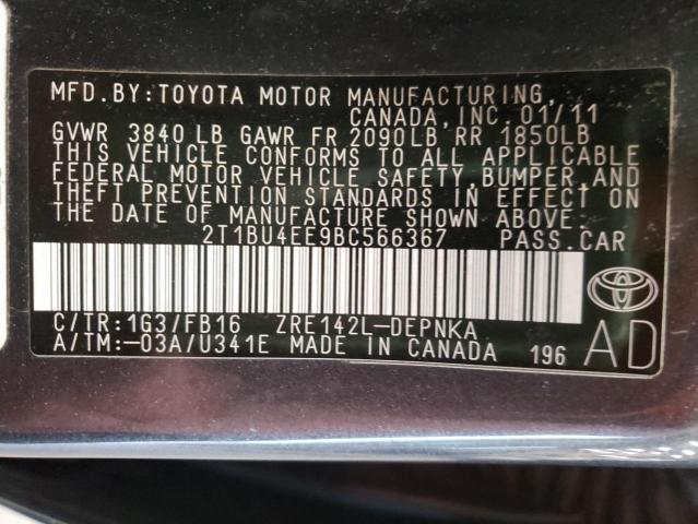 Photo 10 from auction – 2011 TOYOTA COROLLA BA with VIN 2T1BU4EE9BC566367