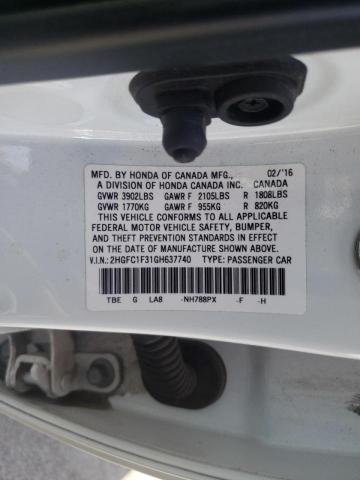 Photo 10 from auction – 2016 HONDA CIVIC EX with VIN 2HGFC1F31GH637740