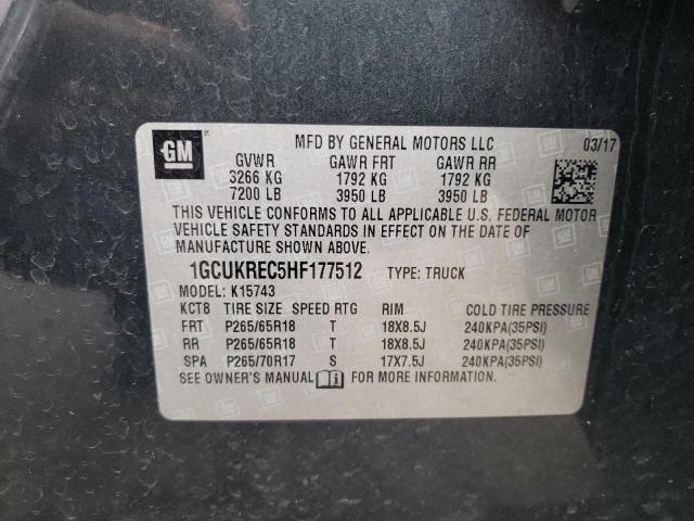 Photo 10 from auction – 2017 CHEVROLET SILVERADO with VIN 1GCUKREC5HF177512