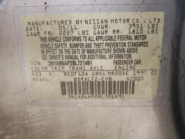 Photo 10 from auction – 2011 NISSAN SENTRA 2.0 with VIN 3N1AB6AP2BL721491