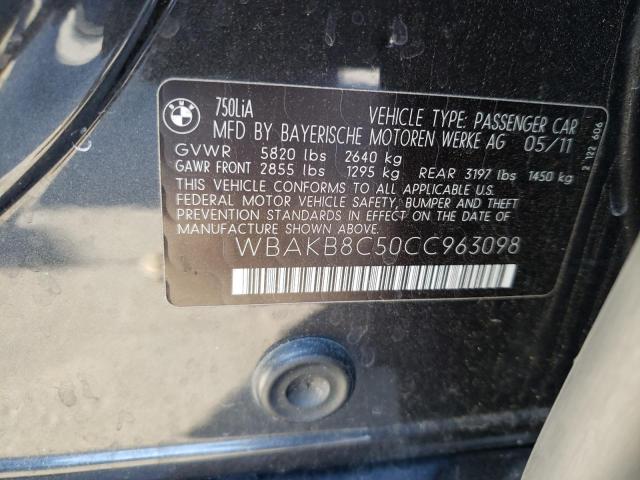 BMW 750 LI 2012 with VIN WBAKB8C50CC963098 - Photo from auction