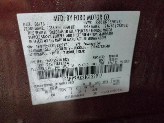 Photo 10 from auction – 2018 FORD TAURUS POL with VIN 1FAHP2MK3JG132917