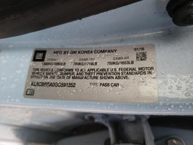 Photo 10 from auction – 2016 CHEVROLET SPARK LS with VIN KL8CB6SA0GC591352