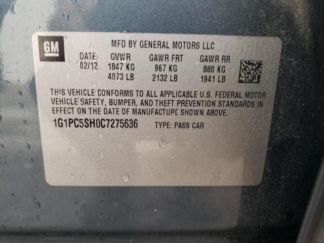 Photo 10 from auction – 2012 CHEVROLET CRUZE LS with VIN 1G1PC5SH0C7275636