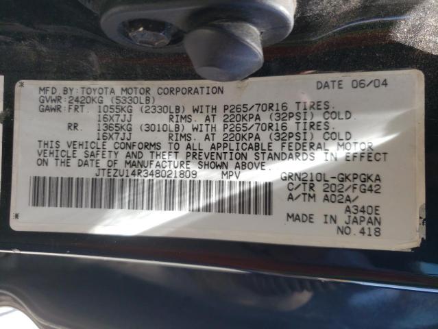 Photo 10 from auction – 2004 TOYOTA 4RUNNER SR with VIN JTEZU14R348021809