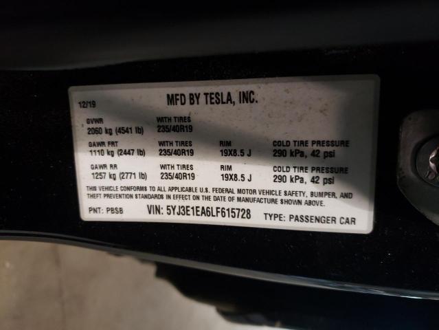 Photo 10 from auction – 2020 TESLA MODEL 3 with VIN 5YJ3E1EA6LF615728