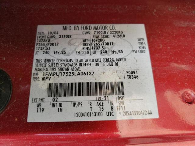 Photo 10 from auction – 2005 FORD EXPEDITION with VIN 1FMPU17525LA36137