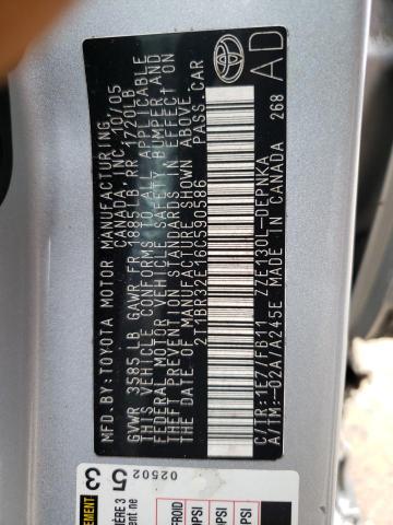 Photo 10 from auction – 2006 TOYOTA COROLLA CE with VIN 2T1BR32E16C590586