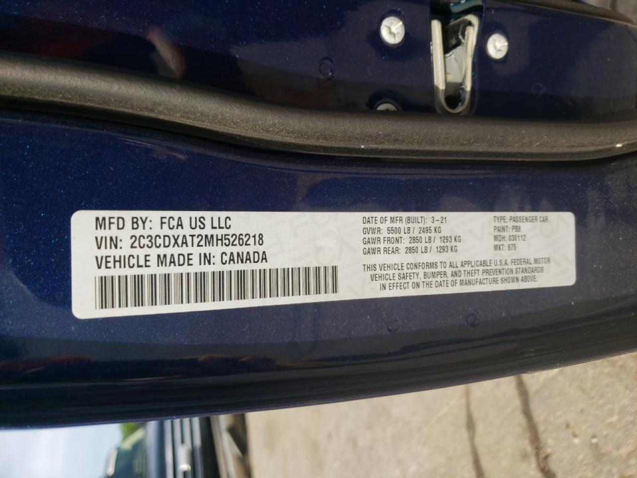 Photo 10 from auction – 2021 DODGE CHARGER PO with VIN 2C3CDXAT2MH526218