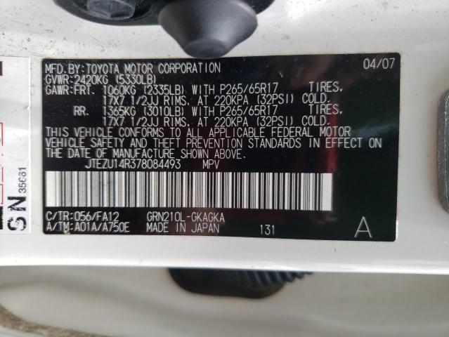 Photo 10 from auction – 2007 TOYOTA 4RUNNER SR with VIN JTEZU14R378084493