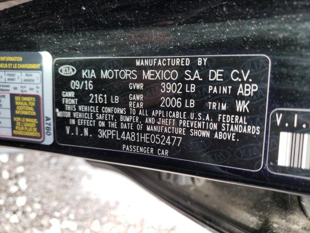 Photo 10 from auction – 2017 KIA FORTE EX with VIN 3KPFL4A81HE052477