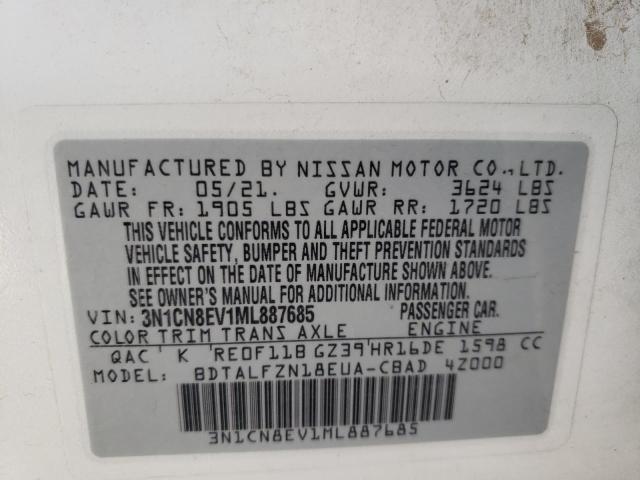 Photo 10 from auction – 2021 NISSAN VERSA SV with VIN 3N1CN8EV1ML887685