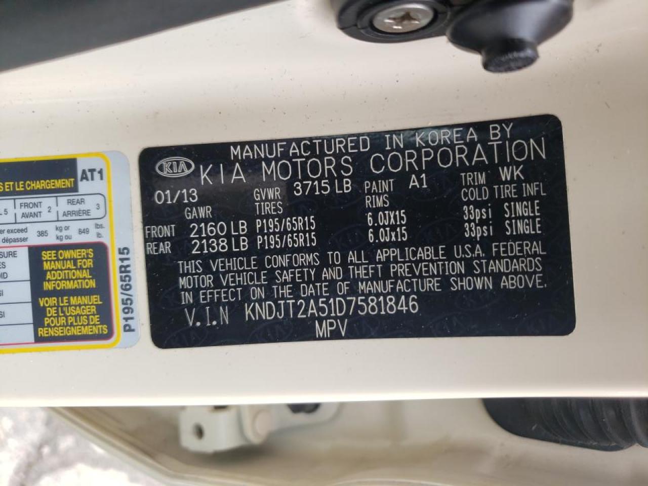 Photo 10 from auction – 2013 KIA SOUL with VIN KNDJT2A51D7581846