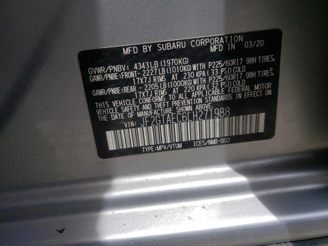 Photo 10 from auction – 2020 SUBARU CROSSTREK with VIN JF2GTAEC6LH271988