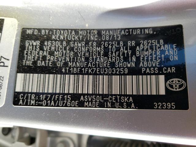 Photo 10 from auction – 2014 TOYOTA CAMRY L with VIN 4T1BF1FK7EU303259