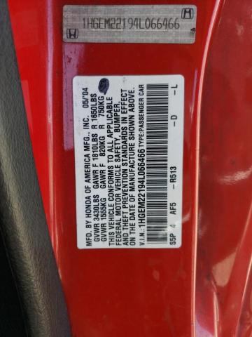 Photo 10 from auction – 2004 HONDA CIVIC DX V with VIN 1HGEM22194L066466