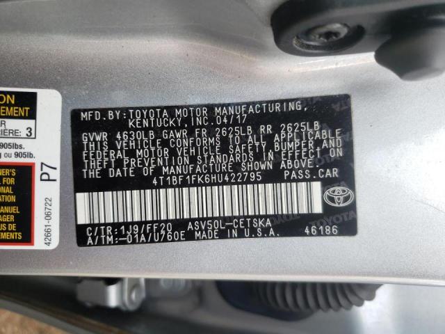 Photo 10 from auction – 2017 TOYOTA CAMRY LE with VIN 4T1BF1FK6HU422795