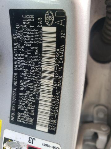 Photo 10 from auction – 2010 TOYOTA COROLLA BA with VIN 2T1BU4EE7AC428311