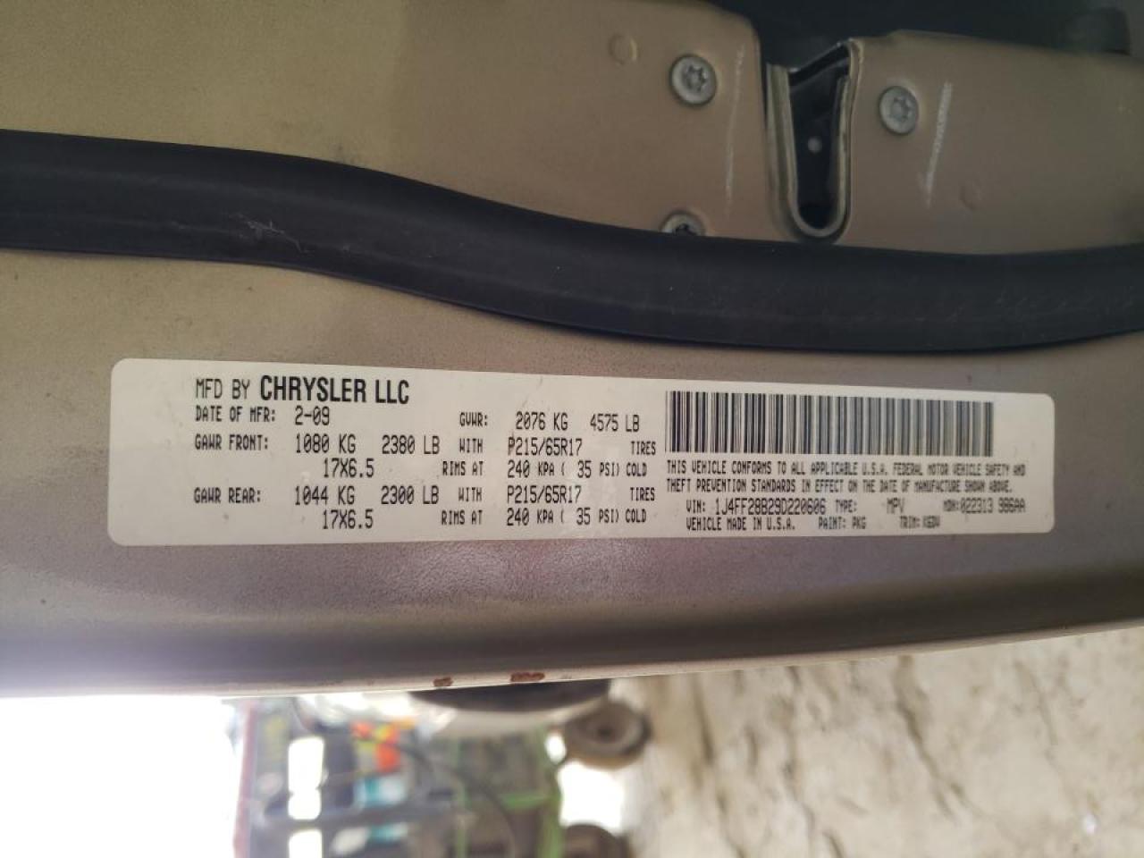 Photo 10 from auction – 2009 JEEP PATRIOT SP with VIN 1J4FF28B29D220606