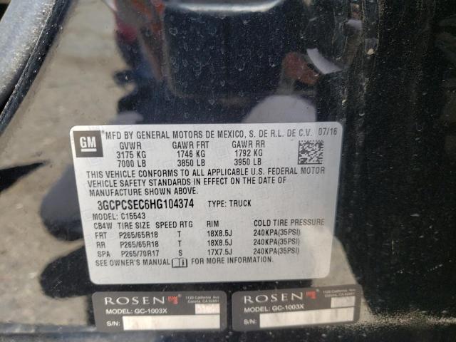 Photo 10 from auction – 2017 CHEVROLET SILVERADO with VIN 3GCPCSEC6HG104374