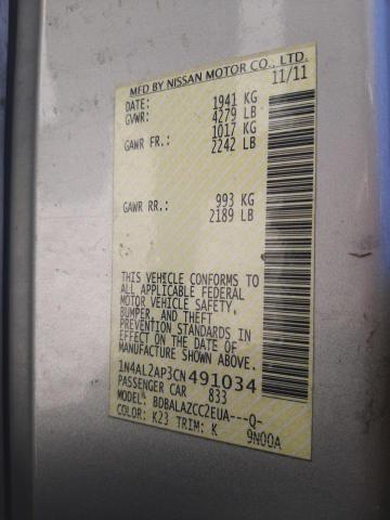 Photo 10 from auction – 2012 NISSAN ALTIMA BAS with VIN 1N4AL2AP3CN491034