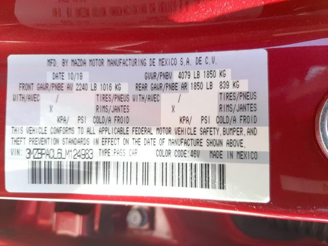 Photo 10 from auction – 2020 MAZDA 3 SELECT with VIN 3MZBPACL6LM124983