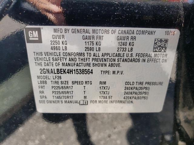Photo 10 from auction – 2017 CHEVROLET EQUINOX LS with VIN 2GNALBEK4H1538564