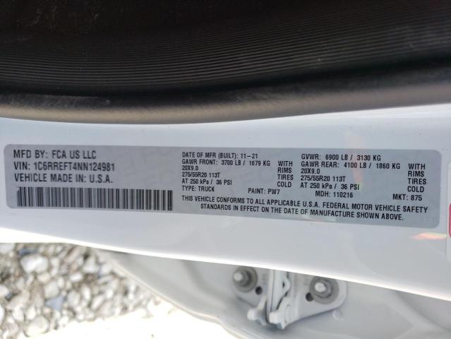 Photo 10 from auction – 2022 RAM 1500 BIG H with VIN 1C6RREFT4NN124981