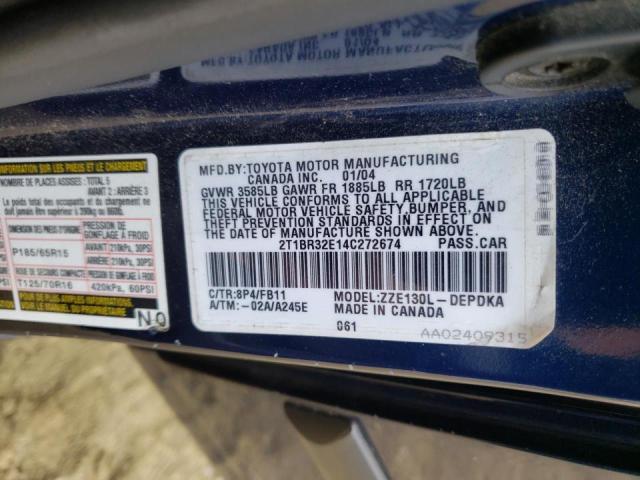 صورة رقم 10 من المزاد - 2004 TOYOTA COROLLA CE مع VIN 2T1BR32E14C272674