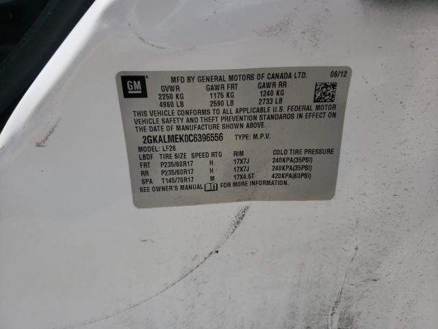 Photo 10 from auction – 2012 GMC TERRAIN SL with VIN 2GKALMEK0C6396556