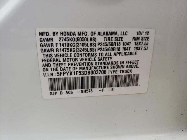 Photo 10 from auction – 2013 HONDA RIDGELINE with VIN 5FPYK1F53DB003706