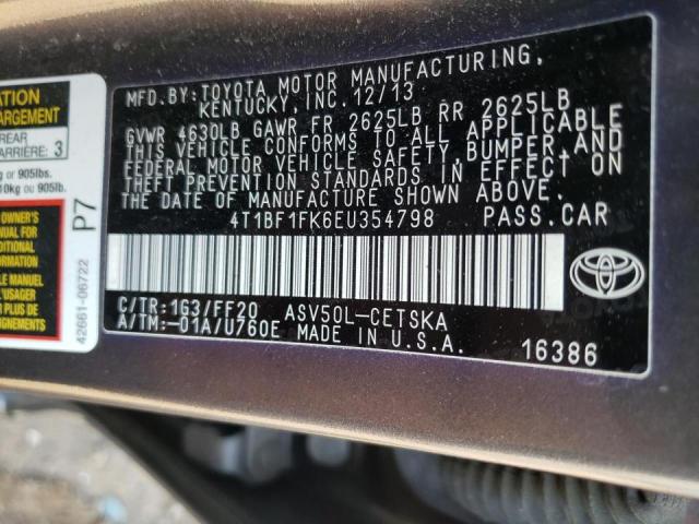 Photo 10 from auction – 2014 TOYOTA CAMRY L with VIN 4T1BF1FK6EU354798