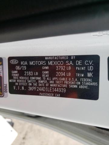 Photo 10 from auction – 2020 KIA FORTE FE with VIN 3KPF24AD1LE144939