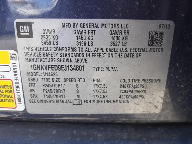 Photo 10 from auction – 2014 CHEVROLET TRAVERSE L with VIN 1GNKVFED9EJ134801