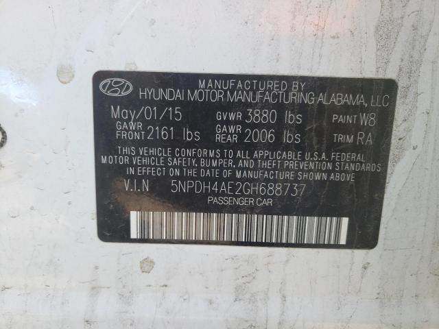 Photo 10 from auction – 2016 HYUNDAI ELANTRA SE with VIN 5NPDH4AE2GH688737