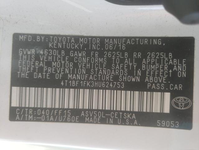 Photo 10 from auction – 2017 TOYOTA CAMRY LE with VIN 4T1BF1FK3HU624753