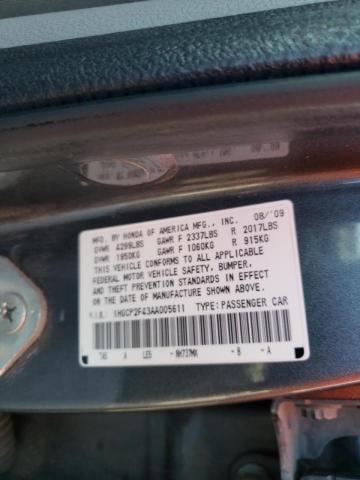 Photo 10 from auction – 2010 HONDA ACCORD LXP with VIN 1HGCP2F43AA005611