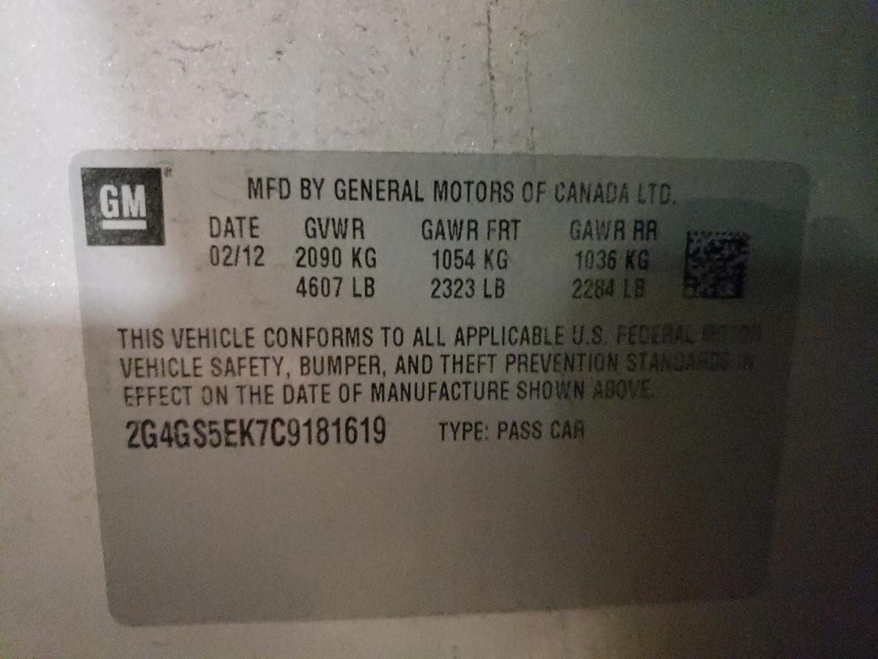 Photo 11 from auction – 2012 BUICK REGAL PREM with VIN 2G4GS5EK7C9181619