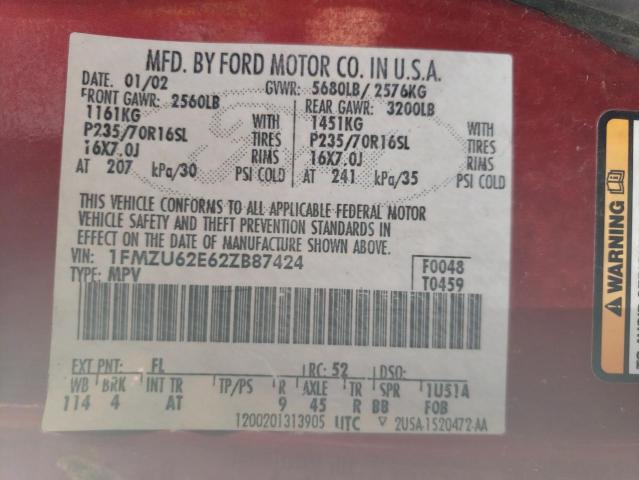 Photo 10 from auction – 2002 FORD EXPLORER X with VIN 1FMZU62E62ZB87424