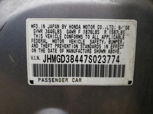 Photo 10 from auction – 2007 HONDA FIT with VIN JHMGD38447S023774