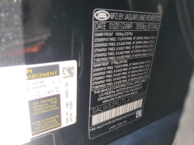 Photo 10 from auction – 2020 LAND ROVER RANGE ROVE with VIN SALWS2RU7LA722031