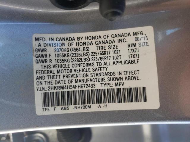 Photo 10 from auction – 2015 HONDA CR-V EX with VIN 2HKRM4H54FH672433